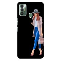 Чехол с картинкой Модные Девчонки TECNO Spark 7 Go (KF6m) – Девушка со смартфоном
