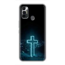 Чехол для TECNO Spark 7 (KF6n) (AlphaPrint) - (Христианские) (Крест и город)