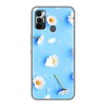 Чехол с Цветами для TECNO Spark 7 (KF6n) (ромашки на голубом)