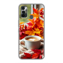 Чехол с уникальным дизайном «Осень с кофе» для TECNO Spark 7 (KF6n)