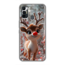 Яркий чехол для TECNO Spark 7 (KF6n) с Зимними Оленятами