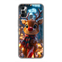 Яскравий чохол для TECNO Spark 7 (KF6n) з Зимові Оленята (Олень з шарфом)