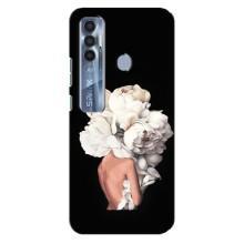 Чехлы (ART) Цветы на TECNO Spark 7 Pro (VPrint) (Белые цветы)