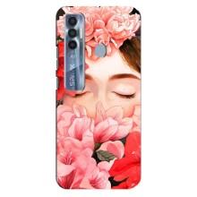 Чехлы (ART) Цветы на TECNO Spark 7 Pro (VPrint) (Глаза в цветах)