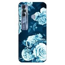Чехлы (ART) Цветы на TECNO Spark 7 Pro (VPrint) (Голубые Бутоны)