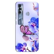 Чехлы с Цветами для TECNO Spark 7 Pro (VPrint) (Бабочка на цветочке)