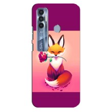Чехлы с картинкой Лисички для TECNO Spark 7 Pro (VPrint) (Лисичка с розочкой)