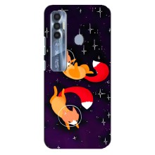 Чехлы с картинкой Лисички для TECNO Spark 7 Pro (VPrint) (Лисички космонавты)