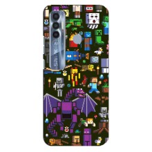Чехол Майнкрафт на TECNO Spark 7 Pro (AlphaPrint) Minecraft (Коллаж Майнкрафт)
