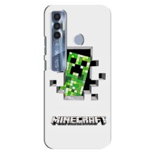 Чехол Майнкрафт на TECNO Spark 7 Pro (AlphaPrint) Minecraft (крипер Майнкрафт)