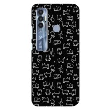 Чехол с принтом для TECNO Spark 7 Pro (AlphaPrint) Модные коты (Меленькие котики)