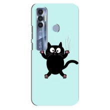 Чехол с принтом для TECNO Spark 7 Pro (AlphaPrint) Модные коты (Падающий кот)