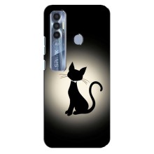 Чехол с принтом для TECNO Spark 7 Pro (AlphaPrint) Модные коты (Силуэт котика)