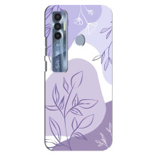 Силиконовый чехол с принтом в цветах на TECNO Spark 7 Pro – Фиолетовый дизайн