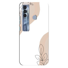 Силиконовый чехол с принтом в цветах на TECNO Spark 7 Pro – Нюдовый дизайн