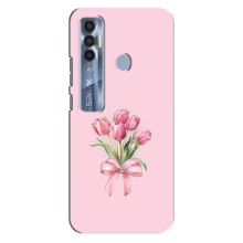 Чехол с розовым рисунком для TECNO Spark 7 Pro (Букет цветов)