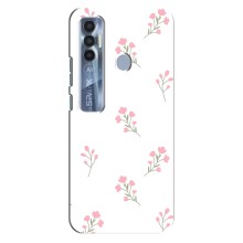Чехол с розовым рисунком для TECNO Spark 7 Pro (Розовые цветы)