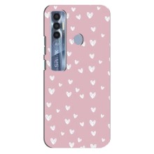 Чехол с розовым рисунком для TECNO Spark 7 Pro (Сердечки на розовом)