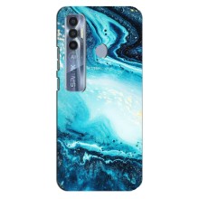Мраморный чехол на TECNO Spark 7 Pro (VPrint) (Голубой мрамор)