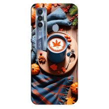 Чехол с уникальным дизайном «Осень с кофе» для TECNO Spark 7 Pro – Кофе и тыквы