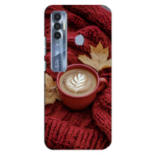 Чехол с уникальным дизайном «Осень с кофе» для TECNO Spark 7 Pro – Кофе на пледе