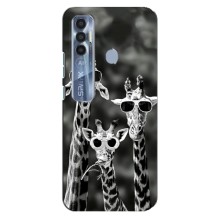 Силиконовый чехол с КАРТИНКАМИ лето для TECNO Spark 7 Pro (AlphaPrint) (Жирафы в очках)