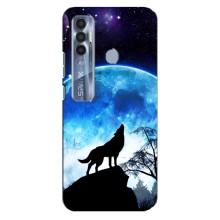 Защитные чехлы для Техно Спарк 7 Про (AlphaPrint) (ХИТ продаж) ВОЛК (Волк на луну)
