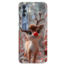 Яркий чехол для TECNO Spark 7 Pro с Зимними Оленятами
