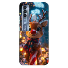 Яркий чехол для TECNO Spark 7 Pro с Зимними Оленятами – Олень в шарфе