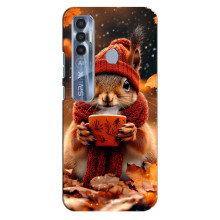 Друкований чохол 'Звірята з кавою' для TECNO Spark 7 Pro – Білка з кавою