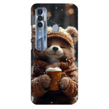 Друкований чохол 'Звірята з кавою' для TECNO Spark 7 Pro – Мішка з кавою