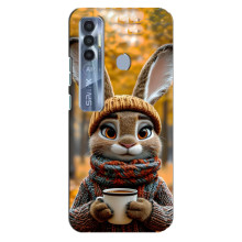 Друкований чохол 'Звірята з кавою' для TECNO Spark 7 Pro – Зайчик з кавою