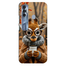 Друкований чохол 'Звірята з кавою' для TECNO Spark 7 Pro – Жираф з кавою