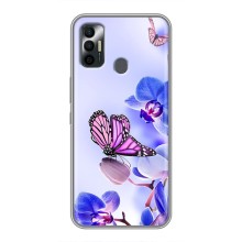 Чехлы с Цветами для TECNO Spark 7P (VPrint) (Бабочка на цветочке)