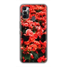 Чехлы с Цветами для TECNO Spark 7P (VPrint) (Цветы красные)