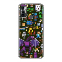 Чехол Майнкрафт на TECNO Spark 7P (AlphaPrint) Minecraft (Коллаж Майнкрафт)