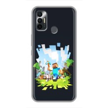 Чехол Майнкрафт на TECNO Spark 7P (AlphaPrint) Minecraft (персонажи Minecraft)