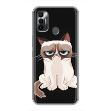 Чехол с принтом для TECNO Spark 7P (AlphaPrint) Модные коты (Грустный кот)