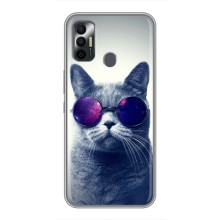 Чехол с принтом для TECNO Spark 7P (AlphaPrint) Модные коты (Стильный кот)