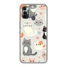 Чехол с рисунком кот на TECNO Spark 7P (Коллаж котов)
