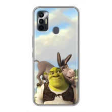 Чехол с мультфильмом Шрек на TECNO Spark 7P – Шрек и осел