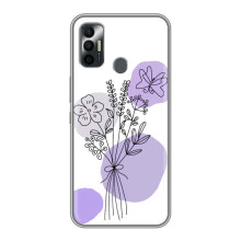 Силиконовый чехол с принтом в цветах на TECNO Spark 7P (Фиолетовый букет)