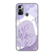 Силиконовый чехол с принтом в цветах на TECNO Spark 7P (Фиолетовый дизайн)
