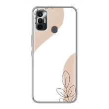 Силиконовый чехол с принтом в цветах на TECNO Spark 7P (Нюдовый дизайн)