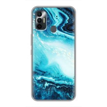 Мраморный чехол на TECNO Spark 7P (VPrint) (Голубой мрамор)
