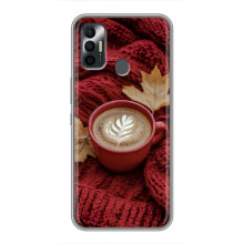 Чехол с уникальным дизайном «Осень с кофе» для TECNO Spark 7P – Кофе на пледе