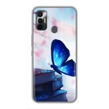 Силиконовый бампер с картинкой животных для TECNO Spark 7P (Бабочка синяя)