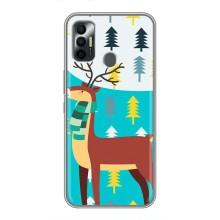 Силиконовый бампер с картинкой животных для TECNO Spark 7P (Олень с шарфом)