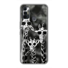 Силиконовый чехол с КАРТИНКАМИ лето для TECNO Spark 7P (AlphaPrint) (Жирафы в очках)