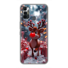 Яркий чехол для TECNO Spark 7P с Зимними Оленятами – Олень среди подарков